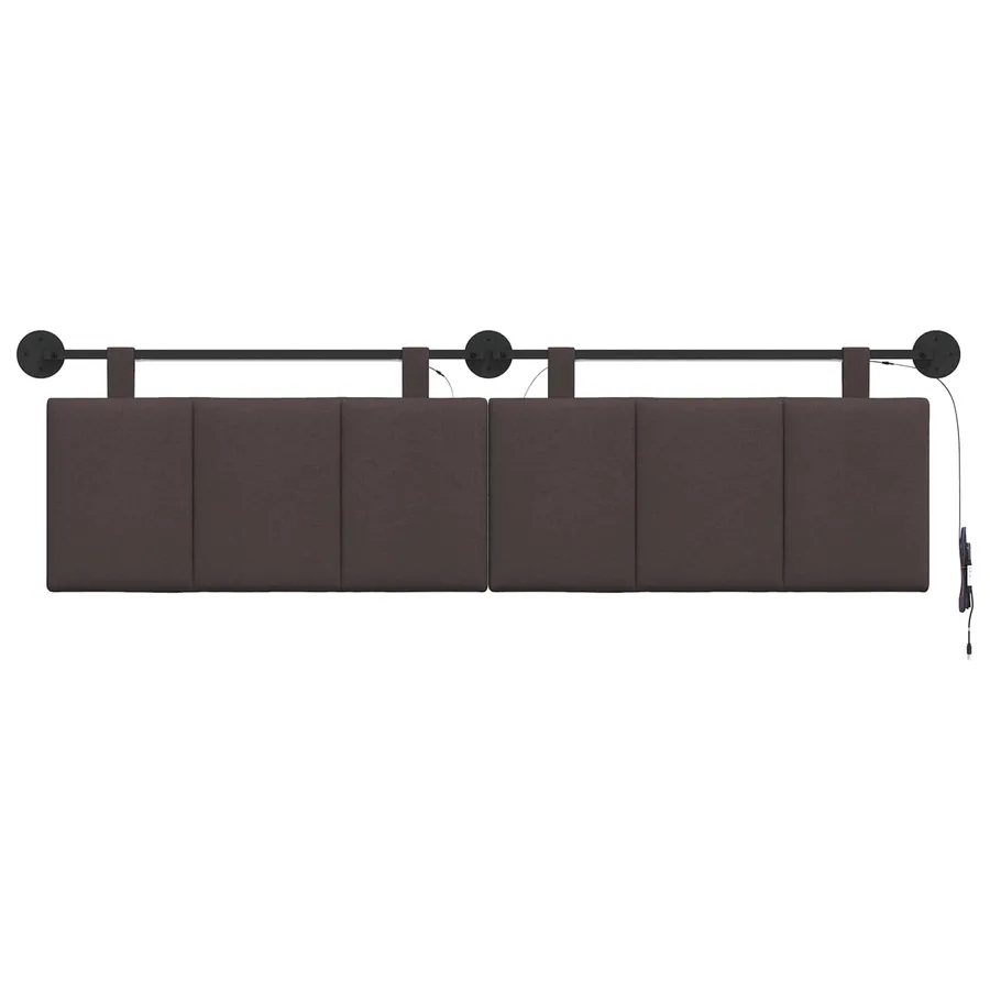 Tête de lit suspendue Avec lumière LED Marron foncé Tissu - 6