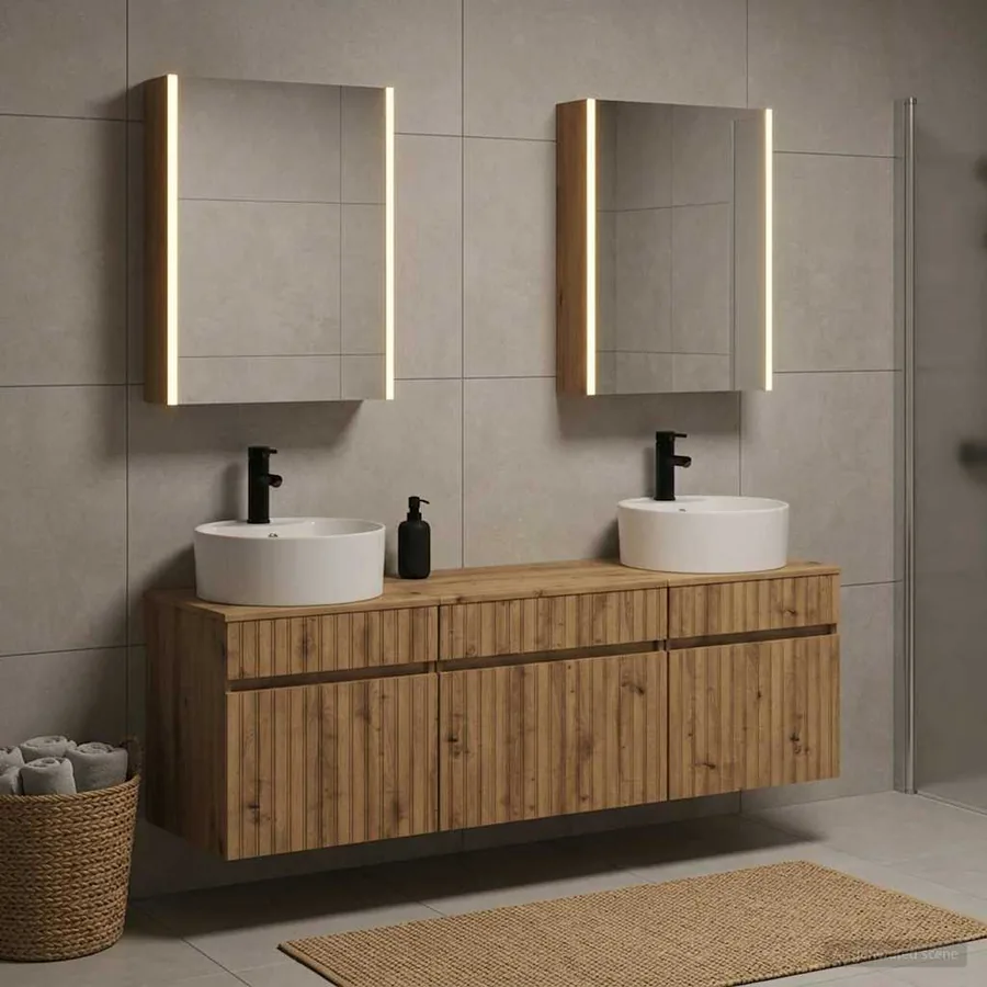 Ensemble d'armoire de salle de bain 5 pc Chêne artisanal
