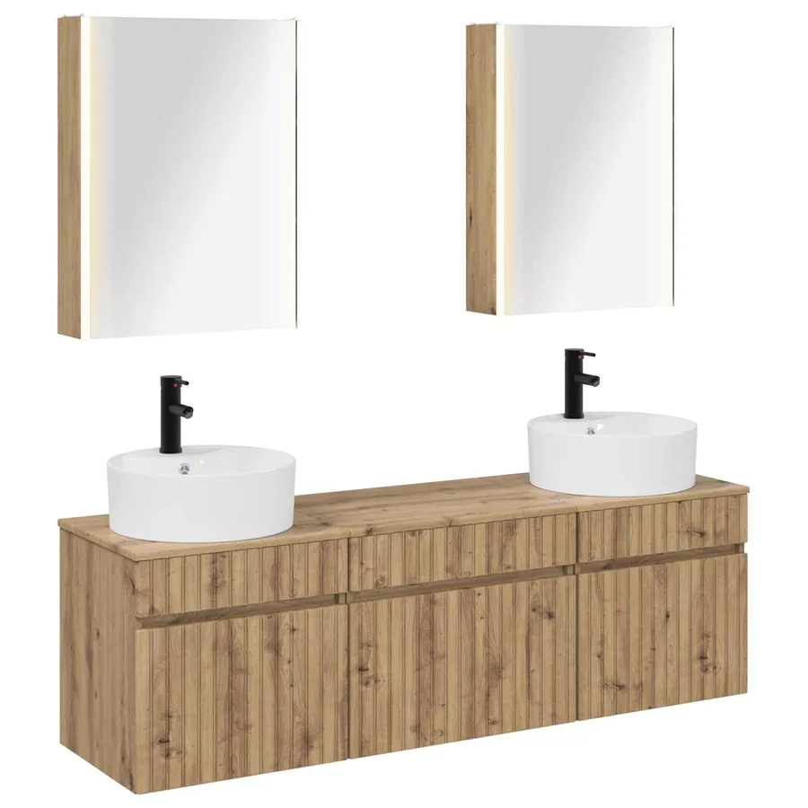 Ensemble d'armoire de salle de bain 5 pc Chêne artisanal - 2