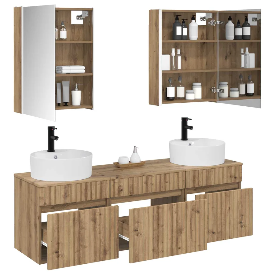 Ensemble d'armoire de salle de bain 5 pc Chêne artisanal - 3