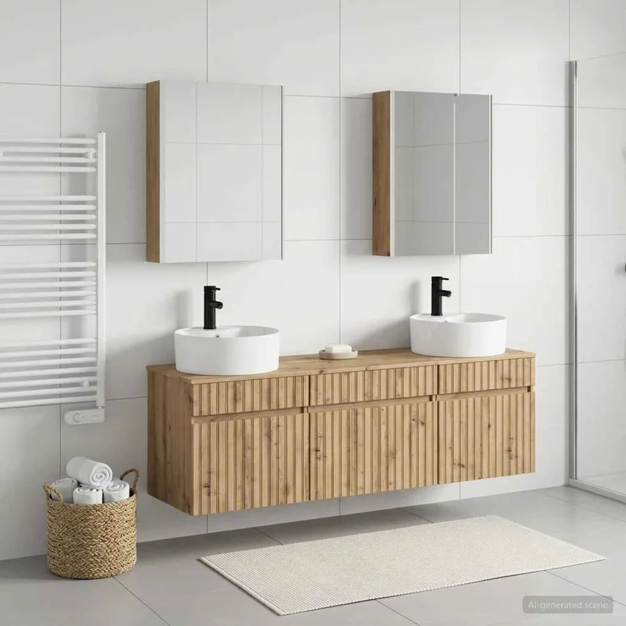 Ensemble d'armoire de salle de bain 5 pc Chêne artisanal - 4