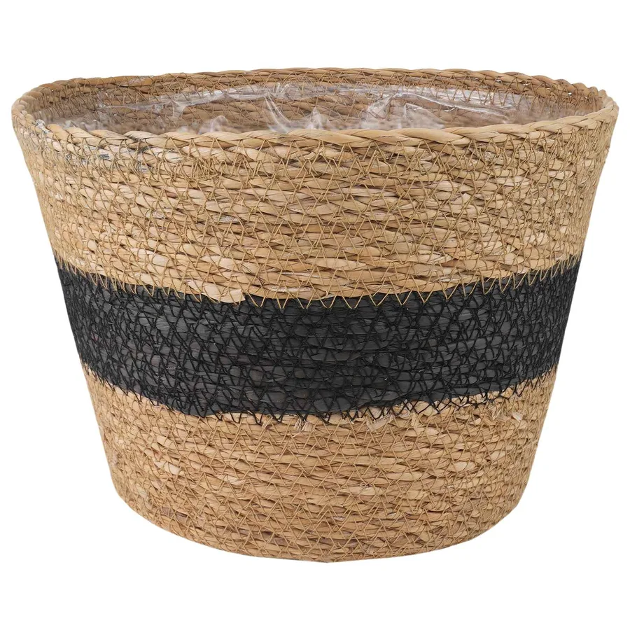 Paniers à plantes en herbe de mer 3 pcs Naturel et noir - 5