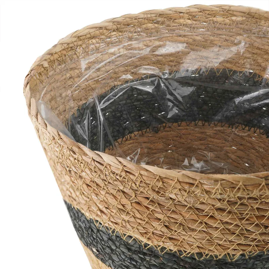 Paniers à plantes en herbe de mer 3 pcs Naturel et noir - 6