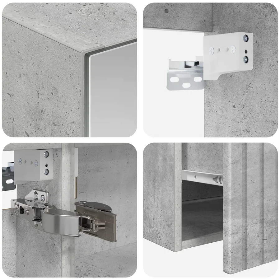 Ensemble d'armoire de salle de bain 5 pcs Gris béton - 9