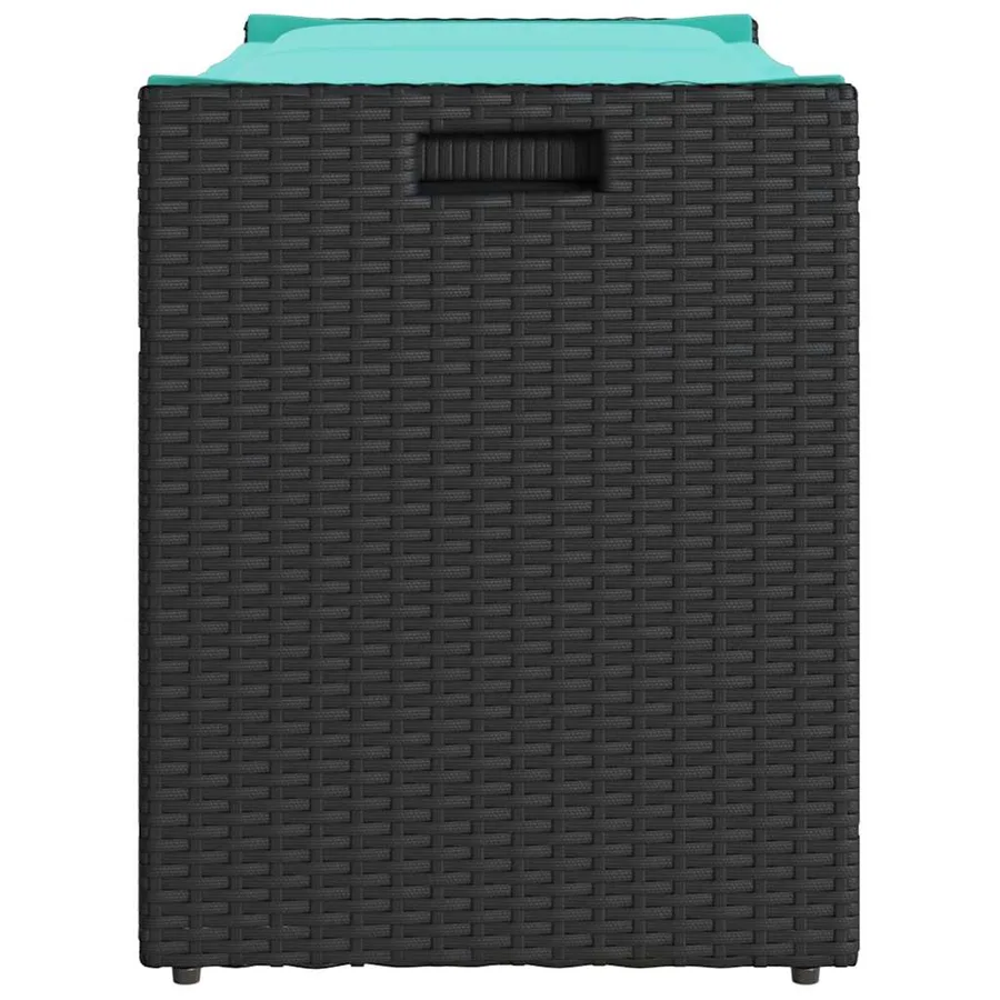 Banc de rangement extérieur coussin noir 100 cm résine tressée - 5