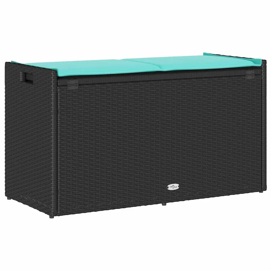 Banc de rangement extérieur coussin noir 100 cm résine tressée - 6