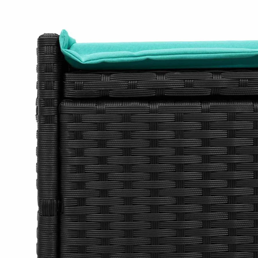 Banc de rangement extérieur coussin noir 100 cm résine tressée - 8