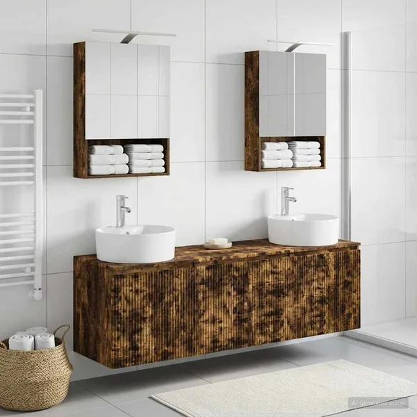 Ensemble d'armoire de salle de bain 5 pcs Chêne fumé