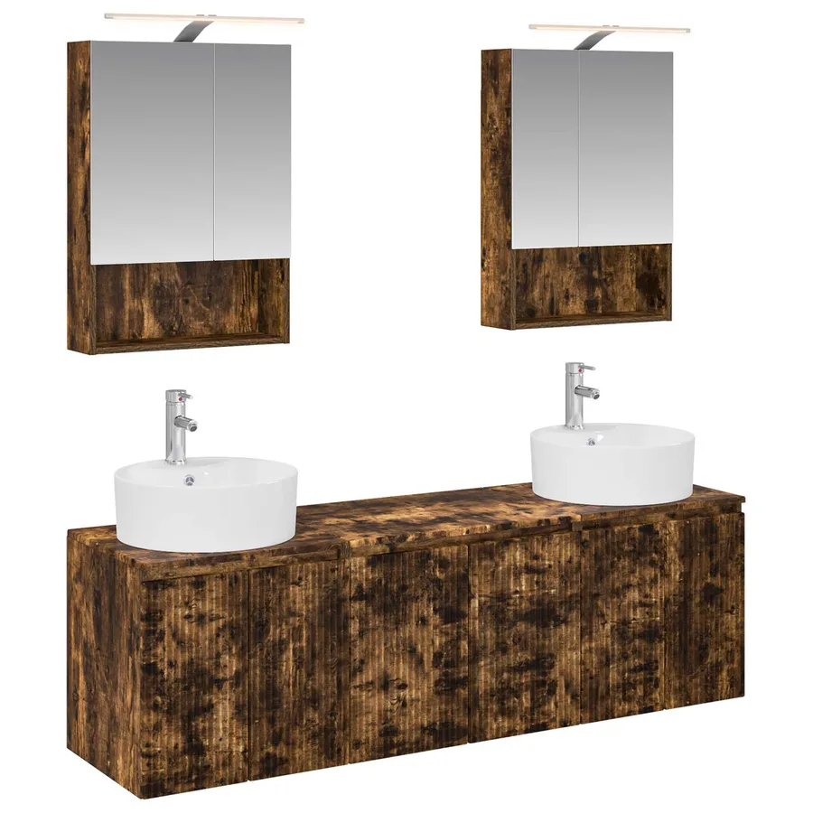Ensemble d'armoire de salle de bain 5 pcs Chêne fumé - 2