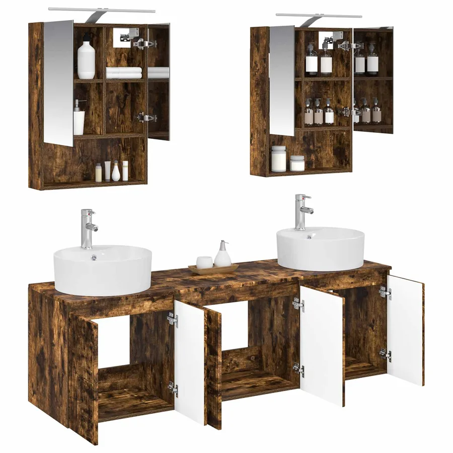 Ensemble d'armoire de salle de bain 5 pcs Chêne fumé - 3