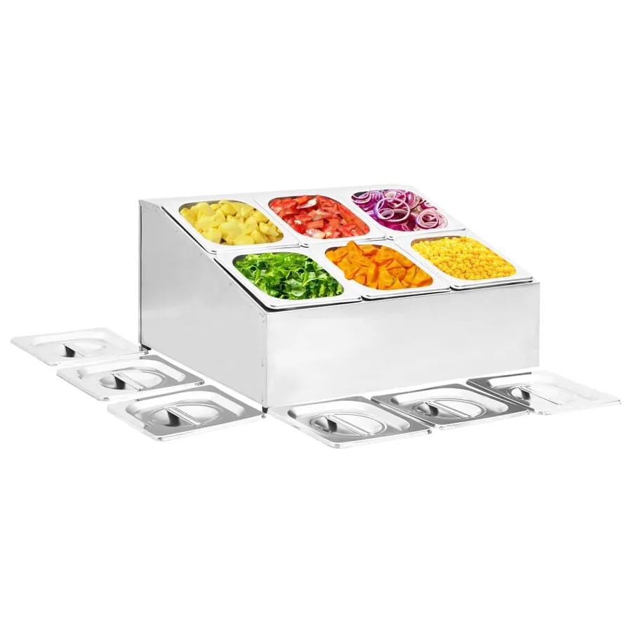 Récipient Gastronorm avec 6 bacs GN 1/6 Acier inoxydable