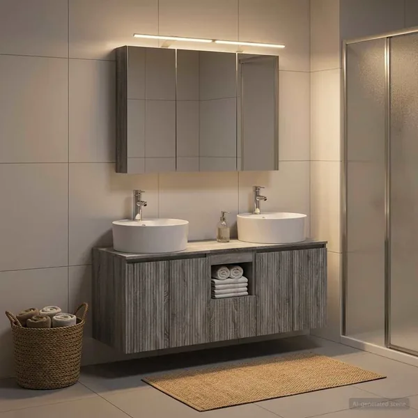 Ensemble d'armoire de salle de bain 4 pcs Sonoma gris