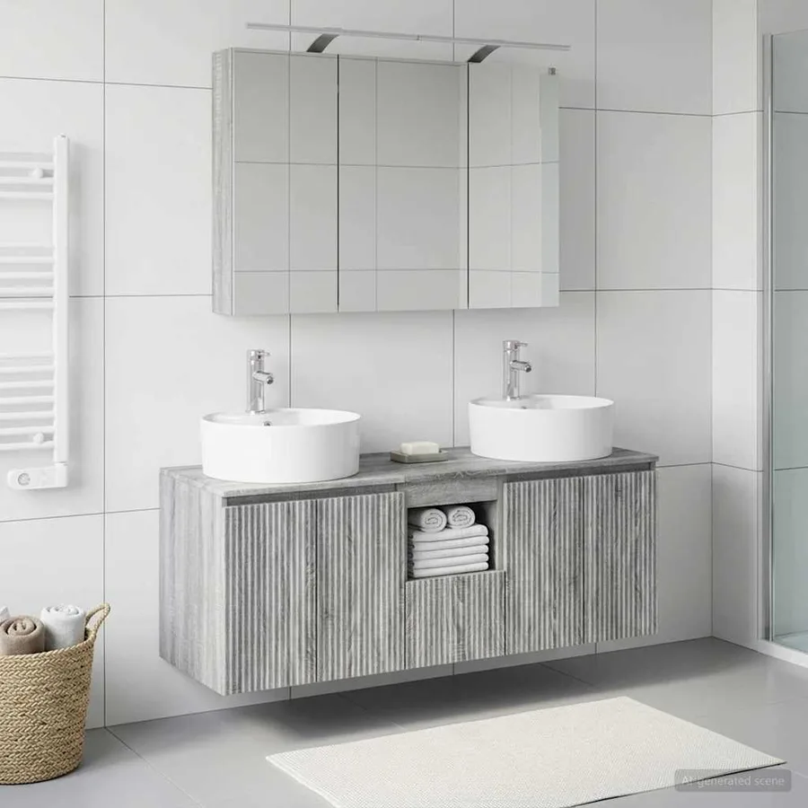 Ensemble d'armoire de salle de bain 4 pcs Sonoma gris - 4