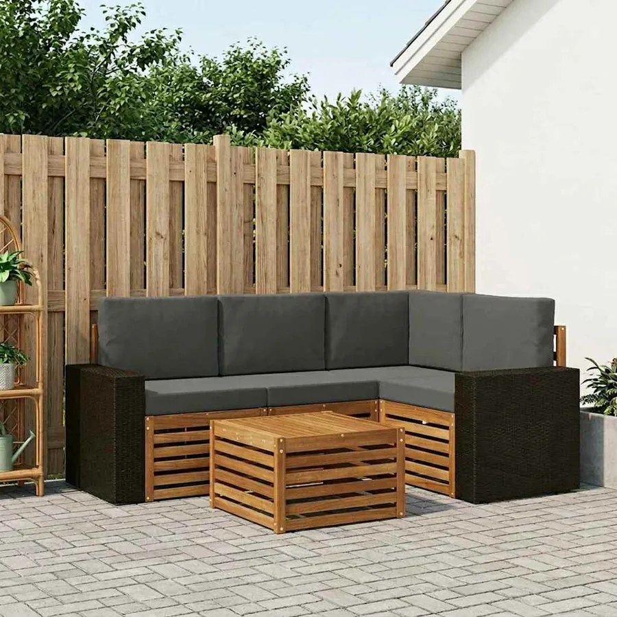 Ensemble de canapés d'extérieur 5 pcs Naturel et Anthracite