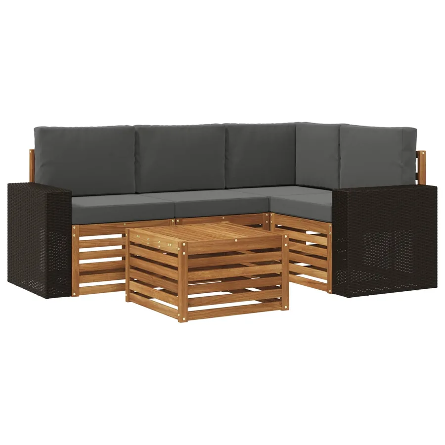 Ensemble de canapés d'extérieur 5 pcs Naturel et Anthracite - 2