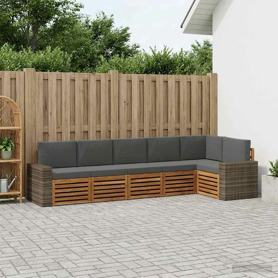 Ensemble de canapé d'angle 6 pcs Naturel et Anthracite