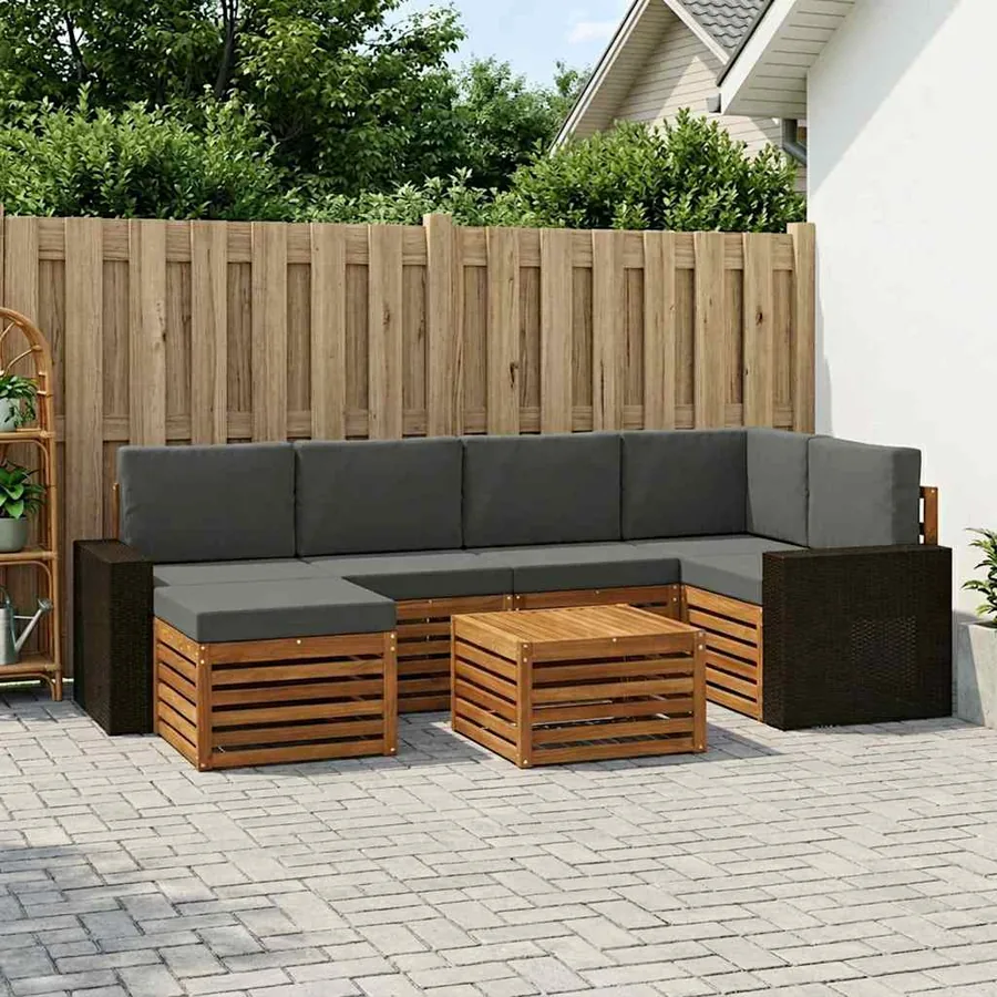 Ensemble de canapé d'angle 7 pcs Naturel et Anthracite