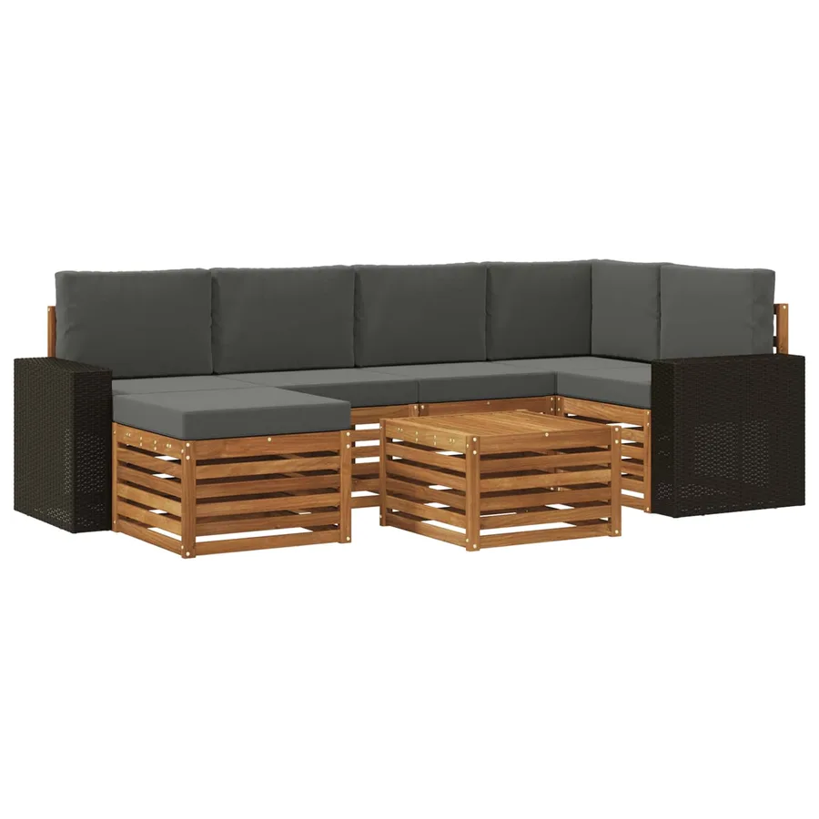 Ensemble de canapé d'angle 7 pcs Naturel et Anthracite - 2