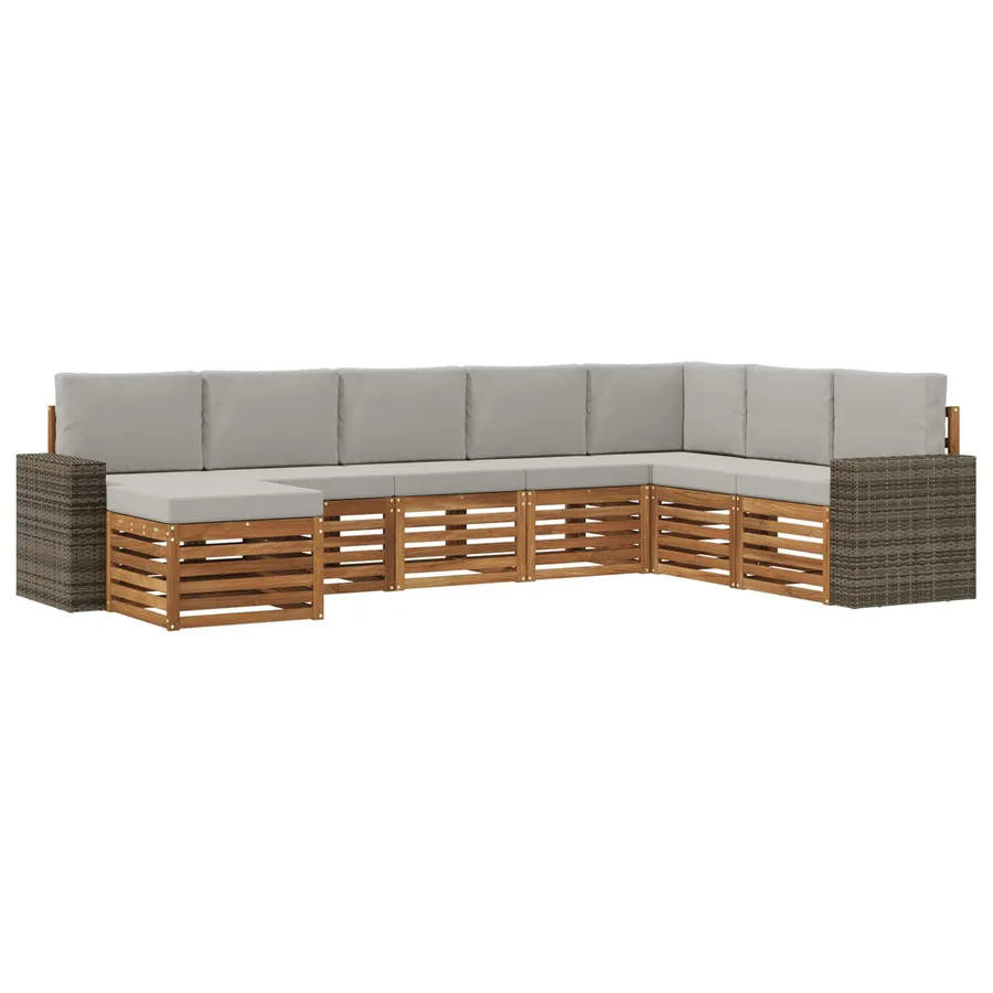 Ensemble de canapés d'extérieur 8 pcs Naturel et gris clair - 2