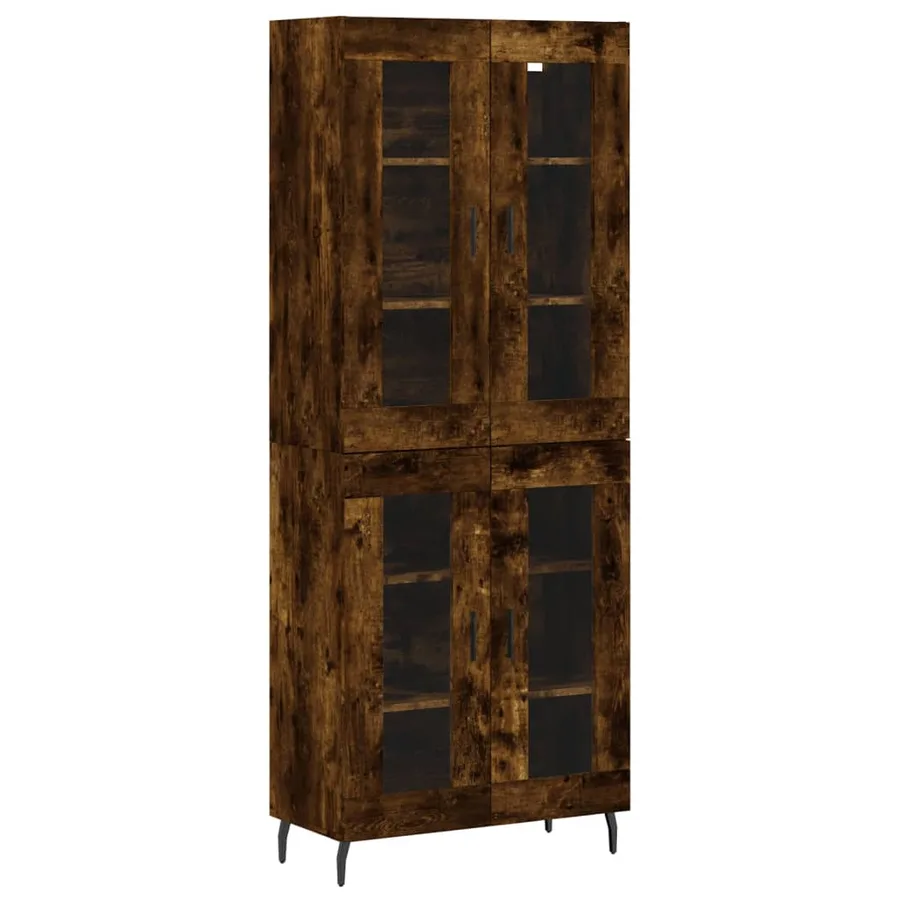 Buffet haut Chêne fumé 69,5x34x180 cm Bois d'ingénierie - 2