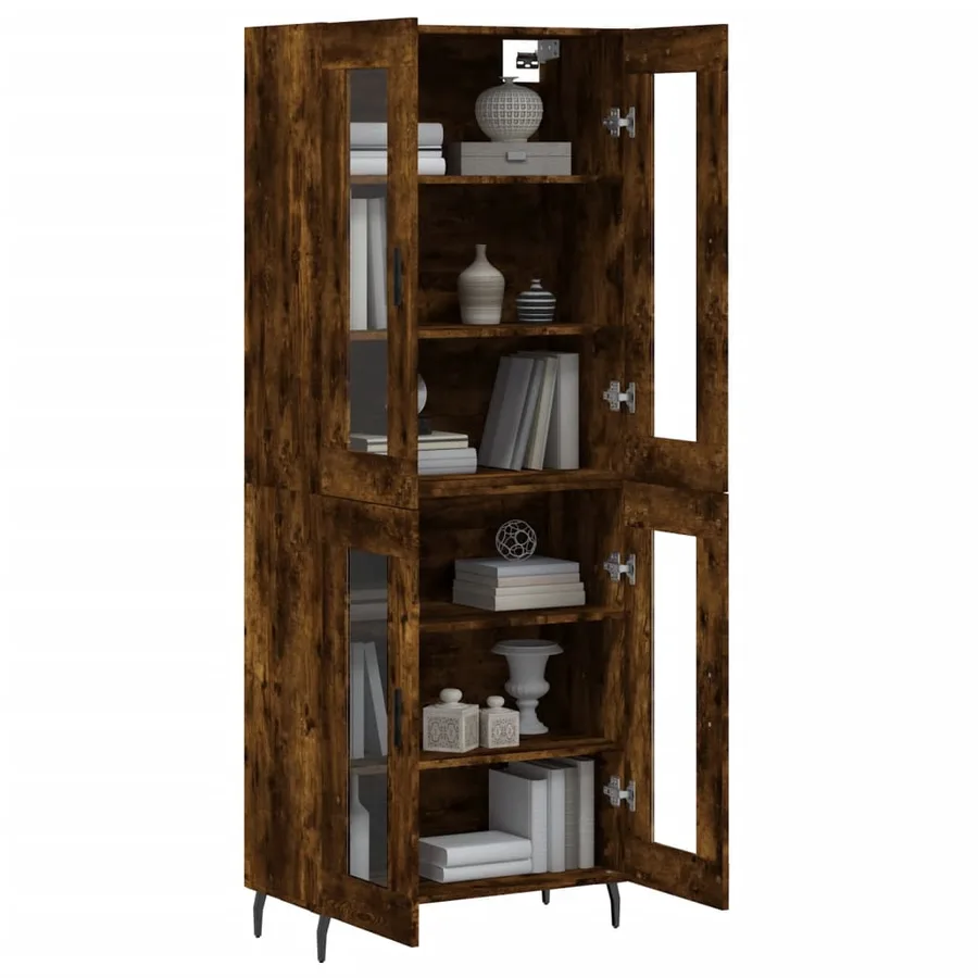 Buffet haut Chêne fumé 69,5x34x180 cm Bois d'ingénierie - 3