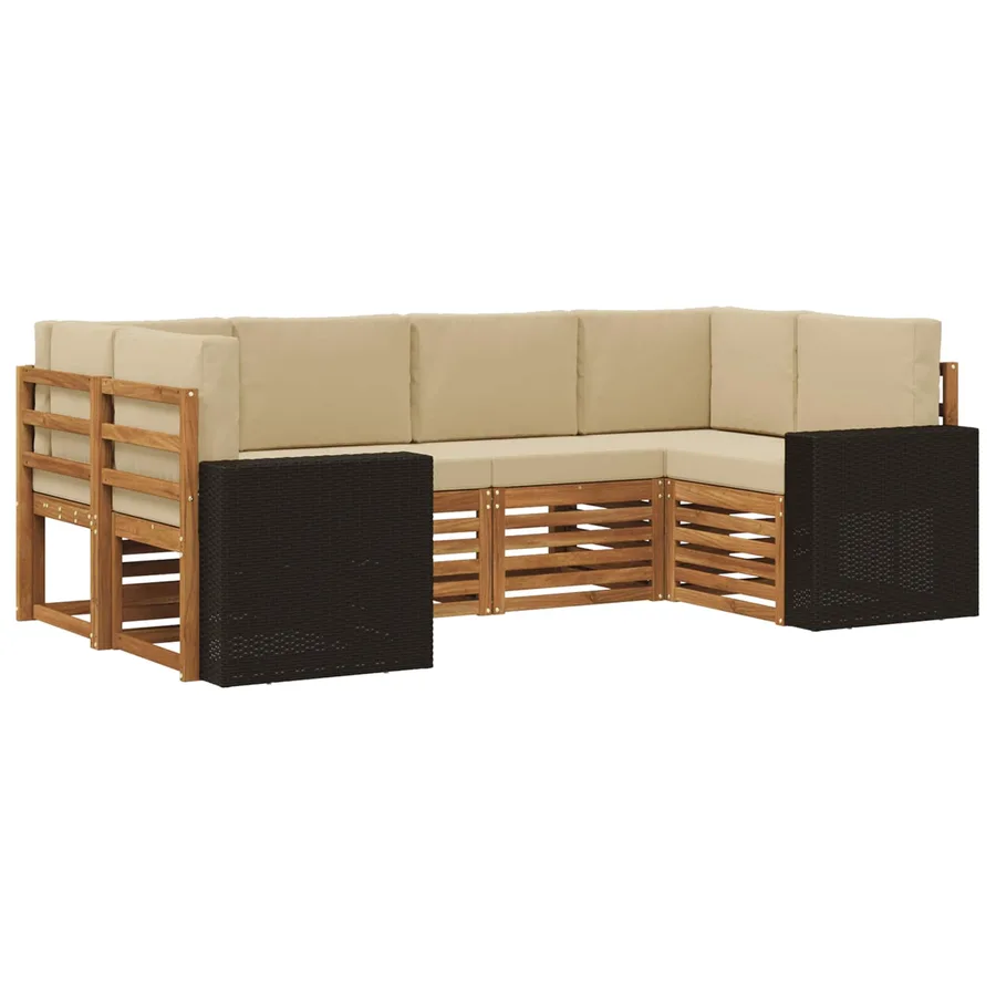 Ensemble de canapé d'angle 6 pcs Naturel et Beige Polyester - 2