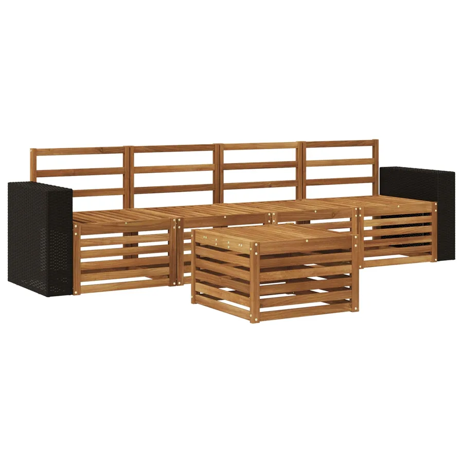 Ensemble de canapés d'extérieur 5 pcs Naturel - 2