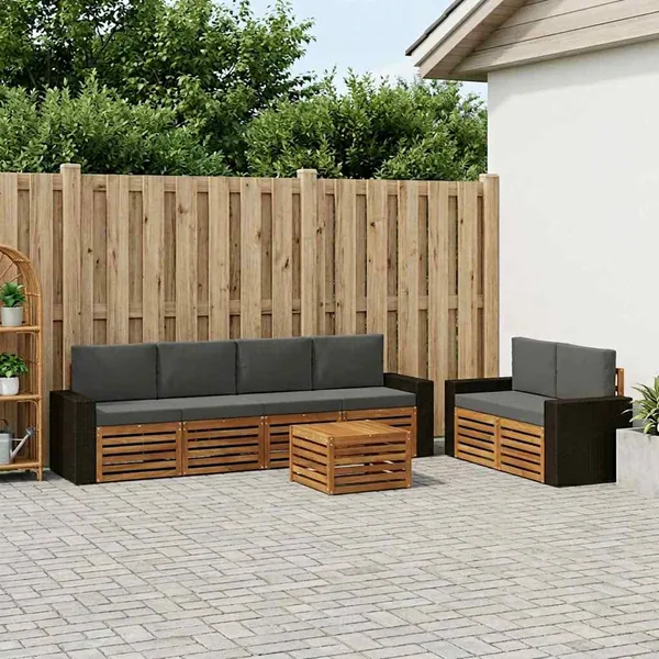 Ensemble de canapés d'extérieur 7 pcs Naturel et Anthracite