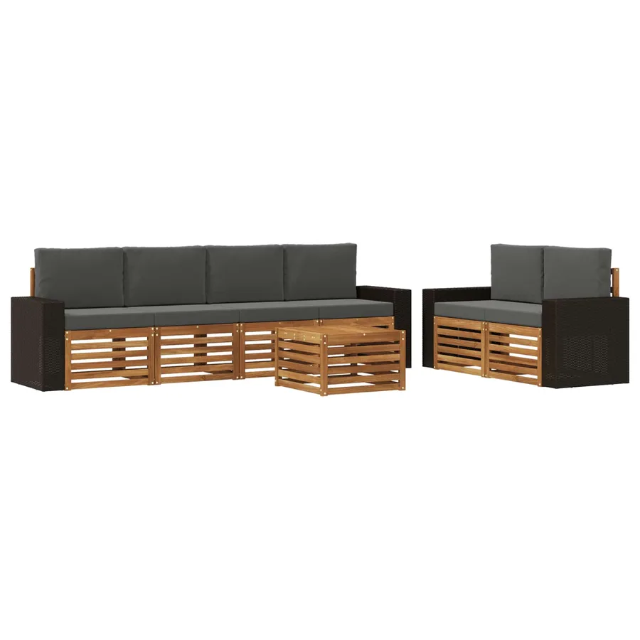 Ensemble de canapés d'extérieur 7 pcs Naturel et Anthracite - 2