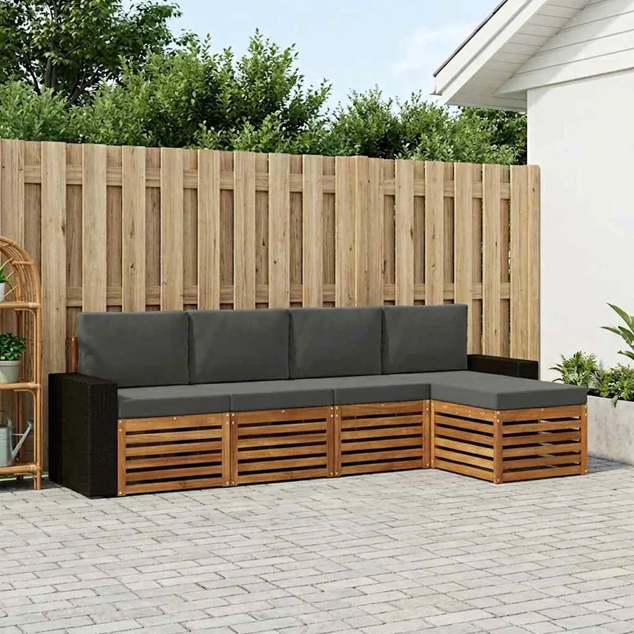 Ensemble de canapés d'extérieur 5 pcs Naturel et Anthracite