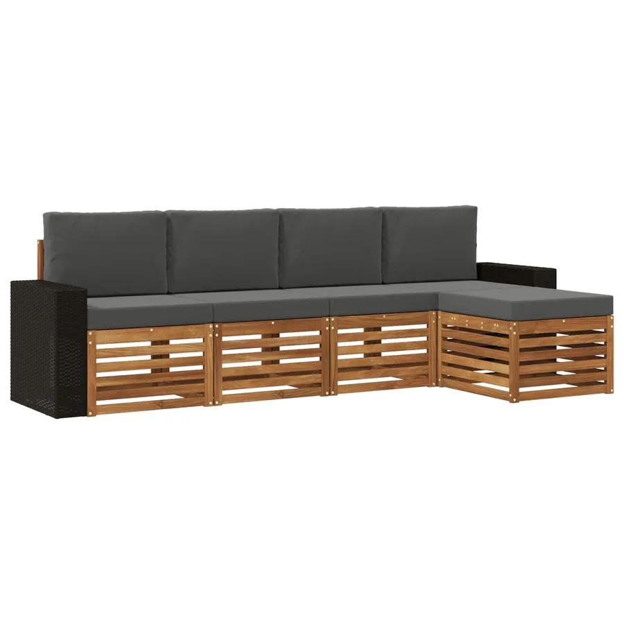 Ensemble de canapés d'extérieur 5 pcs Naturel et Anthracite - 2