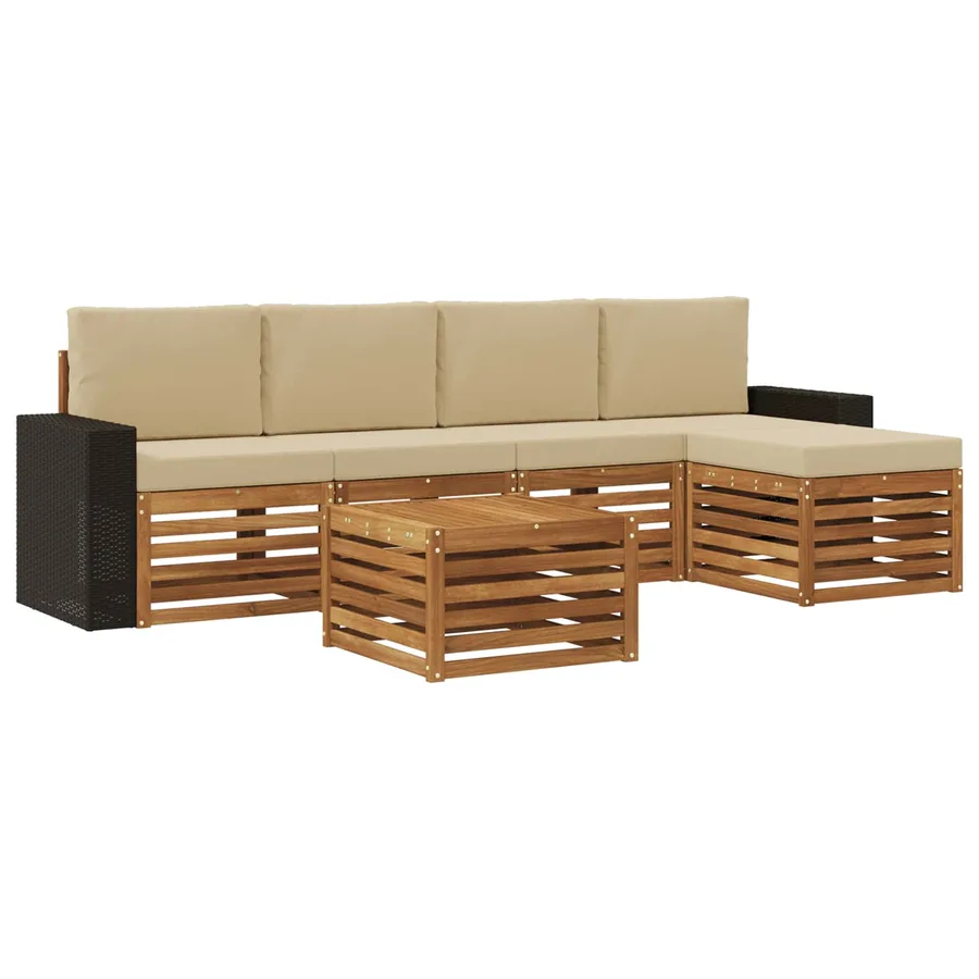 Ensemble de canapés d'extérieur 6 pcs Naturel et Beige - 2