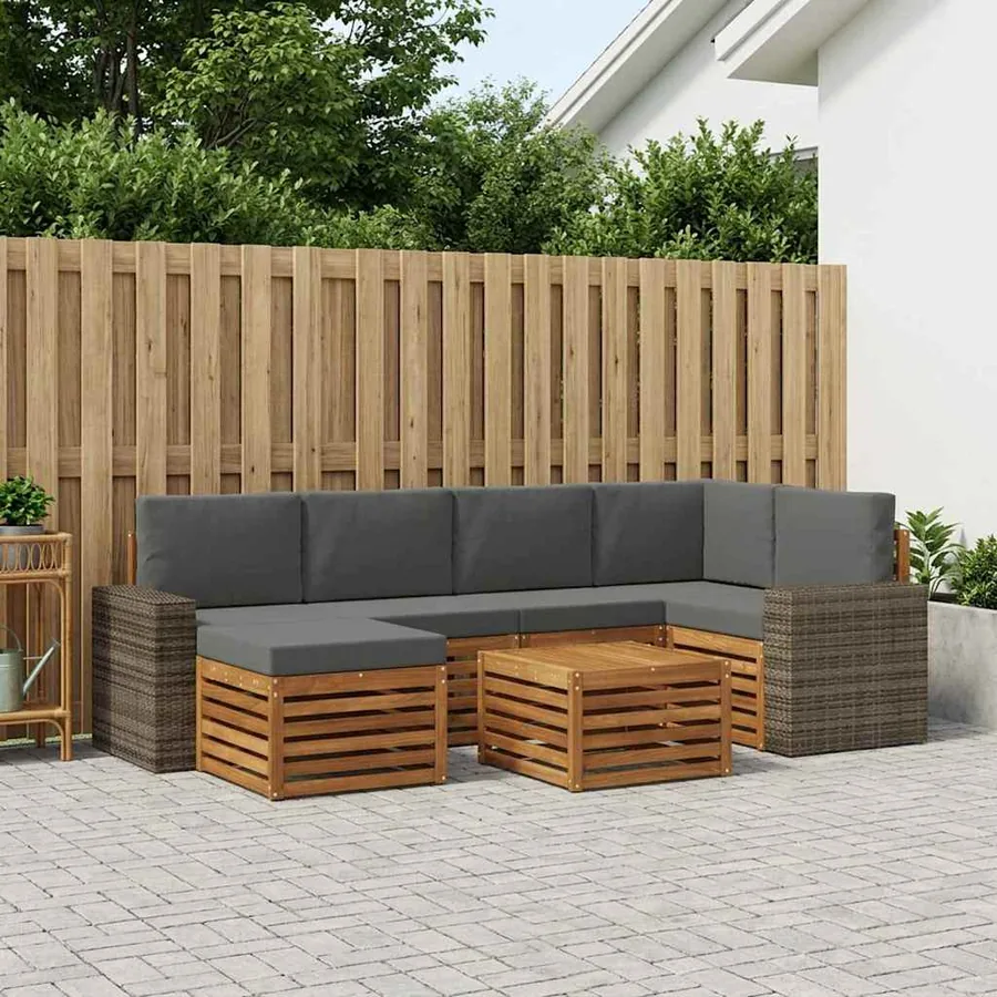 Ensemble de canapé d'angle 7 pcs Naturel et Anthracite