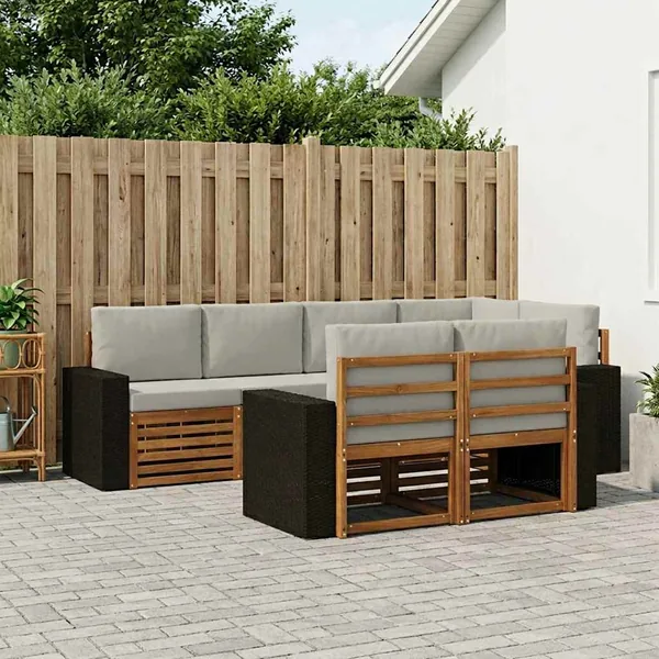 Ensemble de canapé d'angle 7 pcs Naturel et gris clair