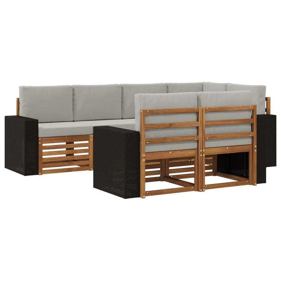 Ensemble de canapé d'angle 7 pcs Naturel et gris clair - 2