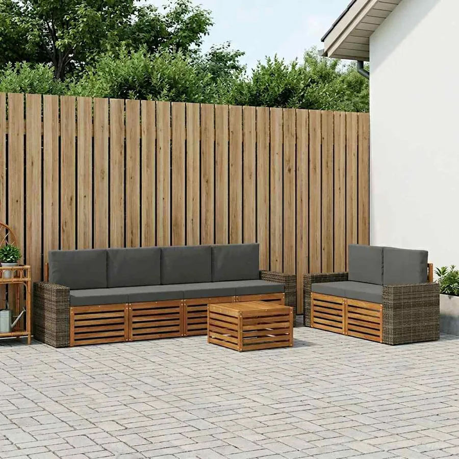 Ensemble de canapés d'extérieur 7 pcs Naturel et Anthracite