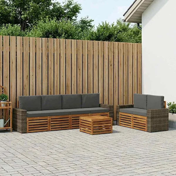 Ensemble de canapés d'extérieur 7 pcs Naturel et Anthracite