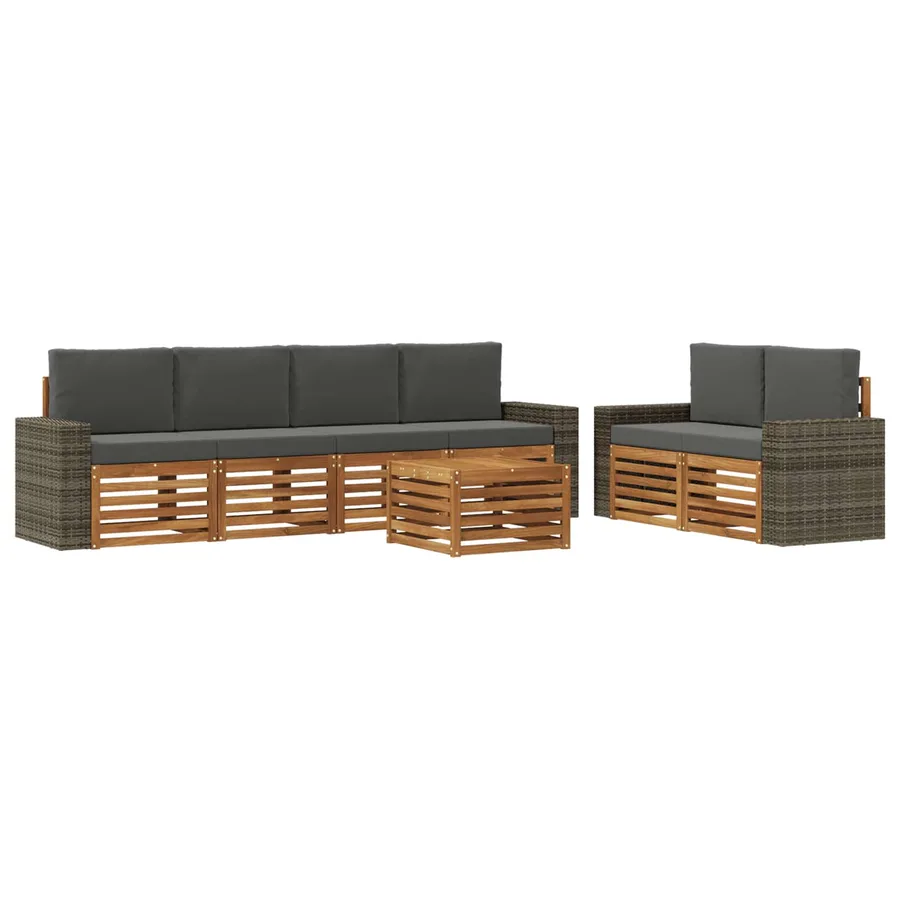 Ensemble de canapés d'extérieur 7 pcs Naturel et Anthracite - 2