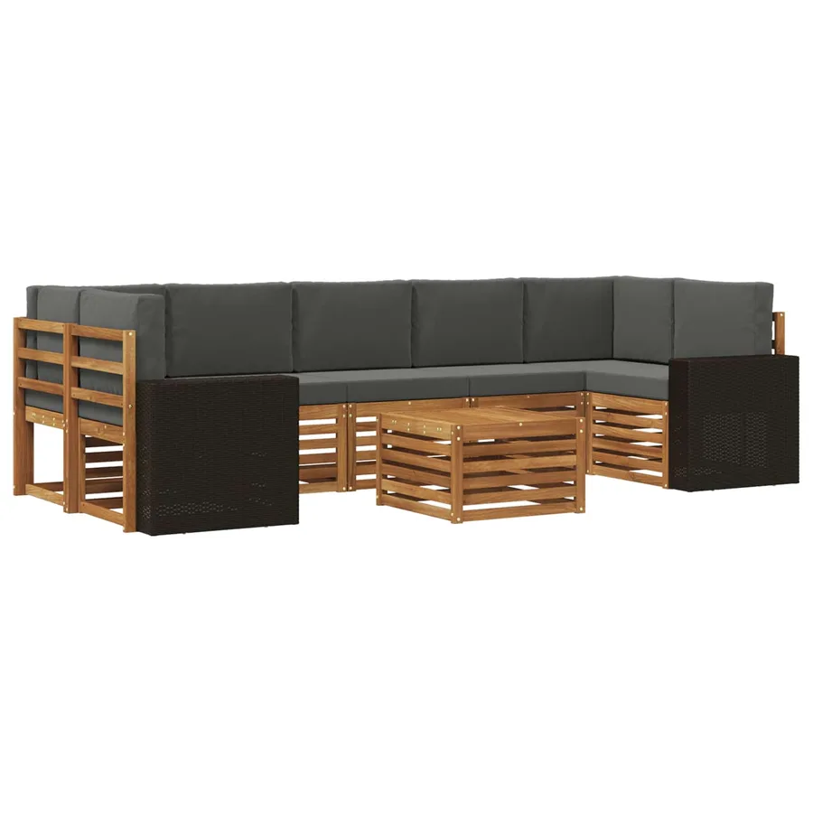 Ensemble de canapés d'extérieur 8 pcs Naturel et Anthracite - 2