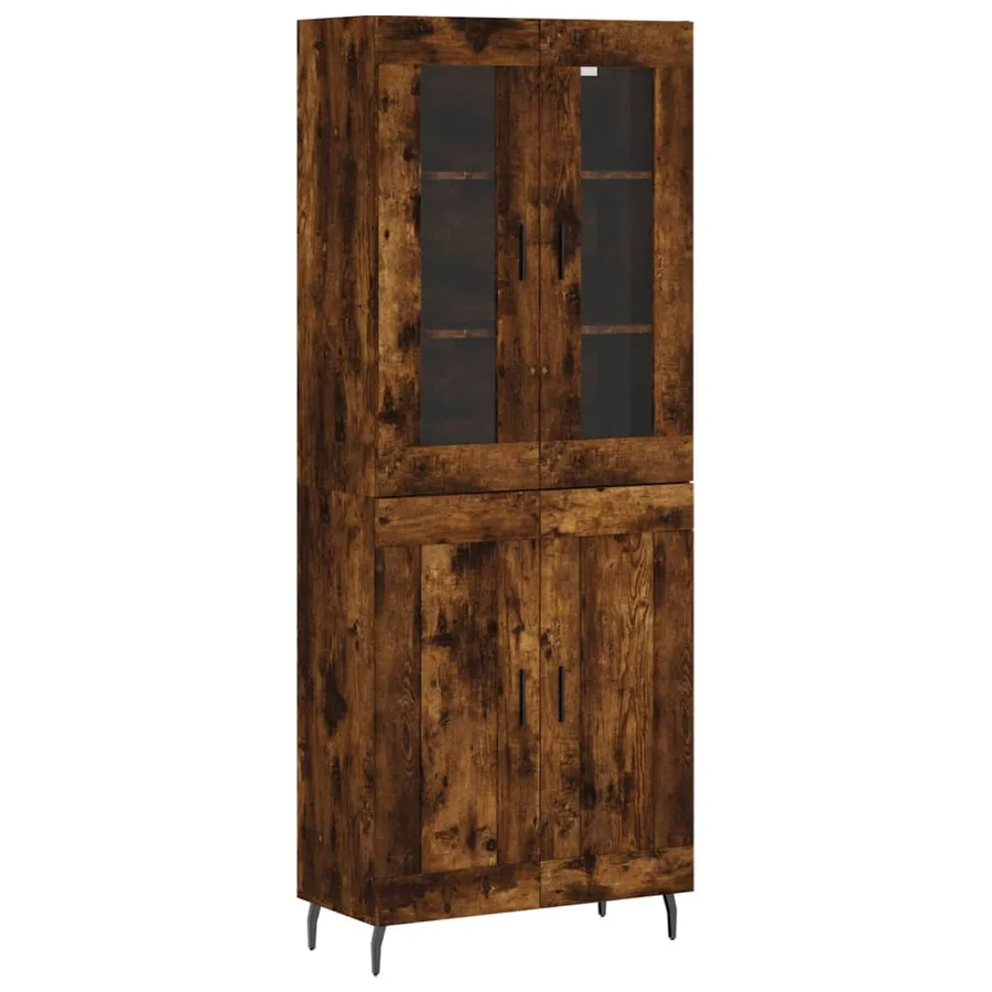 Buffet haut Chêne fumé 69,5x34x180 cm Bois d'ingénierie - 2