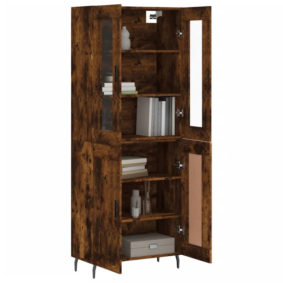 Buffet haut Chêne fumé 69,5x34x180 cm Bois d'ingénierie - 3