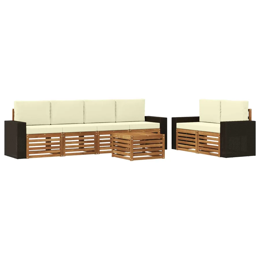 Ensemble de canapés d'extérieur 7 pcs Naturel et Crème - 2