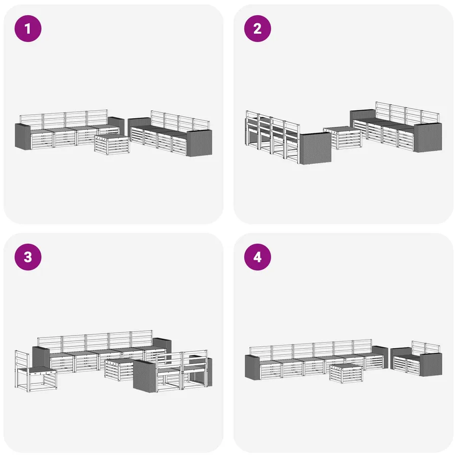 Ensembles de canapés 9 pcs Bois d'Acacia Massif - 6