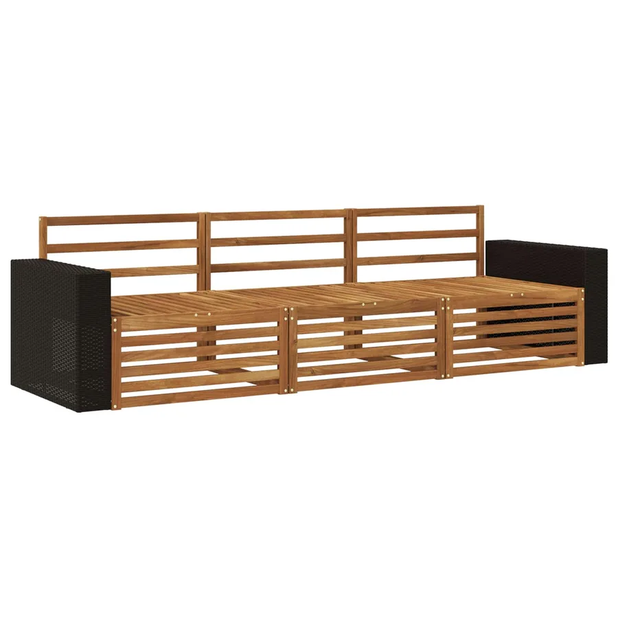 Ensemble de canapés d'extérieur 3 pcs Naturel - 2