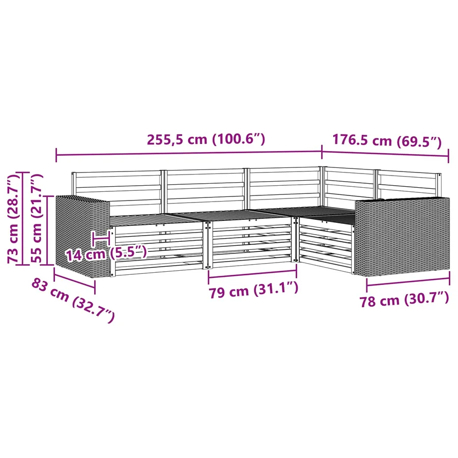 Ensemble de canapés d'extérieur 4 pcs Naturel - 6