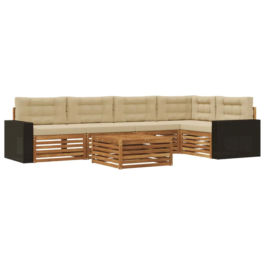 Ensemble de canapés d'extérieur 6 pcs Naturel et Beige - 2