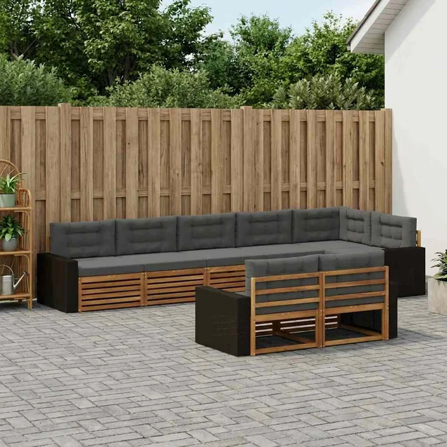 Ensemble de canapés d'extérieur 8 pcs Naturel et Anthracite