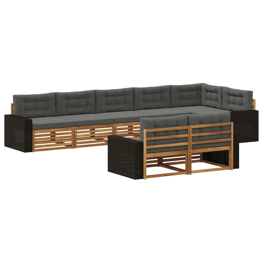 Ensemble de canapés d'extérieur 8 pcs Naturel et Anthracite - 2