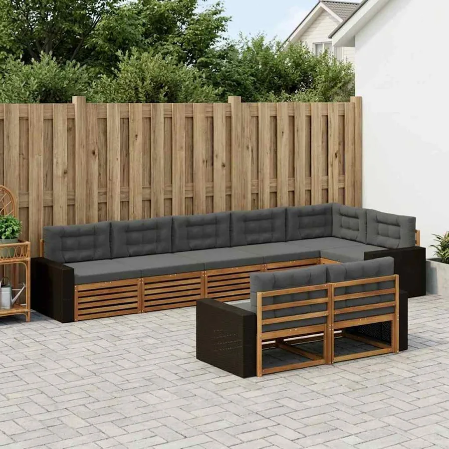 Ensemble de canapés d'extérieur 8 pcs Naturel et Anthracite - 3