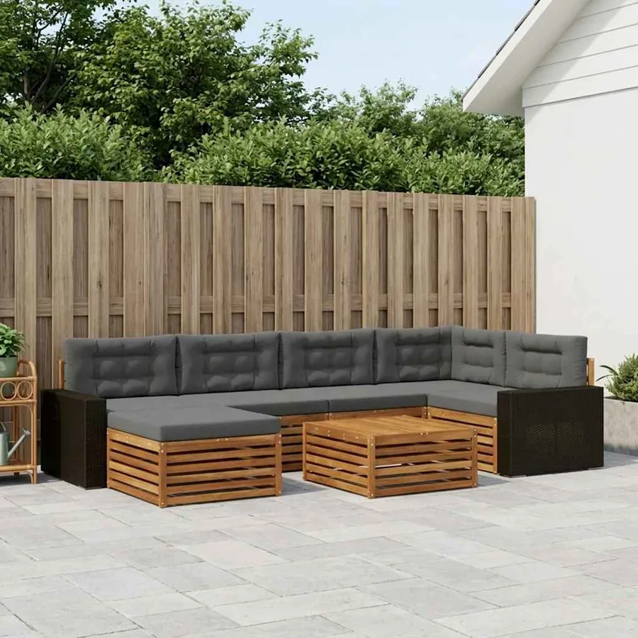 Ensemble de canapés d'extérieur 7 pcs Naturel et Anthracite